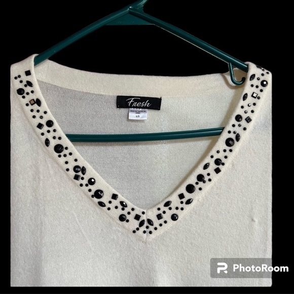 Fresh Women’s Pullover V-neck Sweater Size L - Picture 2 of 4